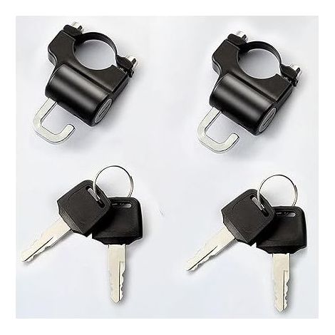 Cadenas de casque de moto, 2 PCS Cadenas de sécurité universel pour casque de moto Crochet de moto avec 4 clés pour moto, vélo, scooter (22-28 mm) (1/5)