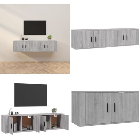 TV-Wandschränke 2 Stk. Grau Sonoma 80x34,5x40 cm - TV-Schrank - Holzwerkstoff Möbel - Wandregal - Wohnwand - Grau Sonoma - Home & Living (1/5)