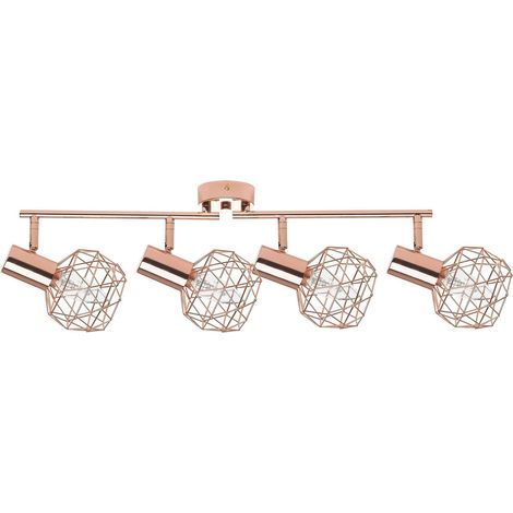 Applique in Metallo Ramato a 4 Luci con Bracci Regolabili Moderna Chenab