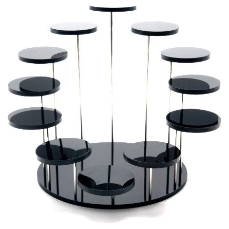 Support à bijoux rond multi-étages pour bagues, présentoir à gâteaux et desserts, étagère décorative 12 niveaux noir (1/4)