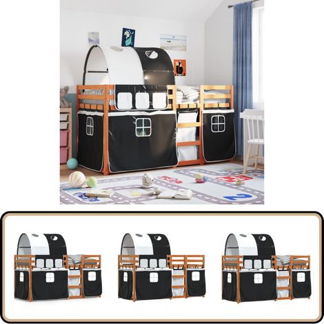 Lit superposé sans matelas 90x190 cm bois de pin massif - Lit Superpose - Lit Mezzanine - Lit Enfant - Meuble Rangement - Literie
