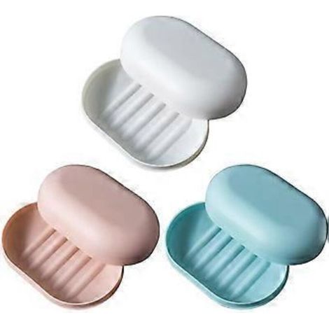 Boite Savon - 7 x 11 cm - Avec Couvercle Et Fond Rainure - Etanche Pour Voyage Salle De Bain Camping Extérieur - Lot De 3 (1/5)