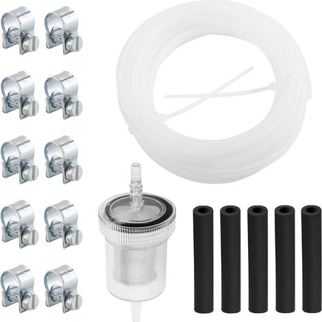 17 Pièces Kit de Tuyau de Filtre à Carburant pour Chauffage Diesel,4m Kit Tuyau de Carburant,Filtre pour Tuyauterie du Chauffage Diesel de Voiture D'essence Extracteur (1/5)