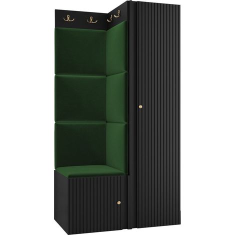 Meuble d'entrée Hartford 390, Polo 889, 186x82x46cm, Tissu, MDF, Stratifié, À poser, Murale