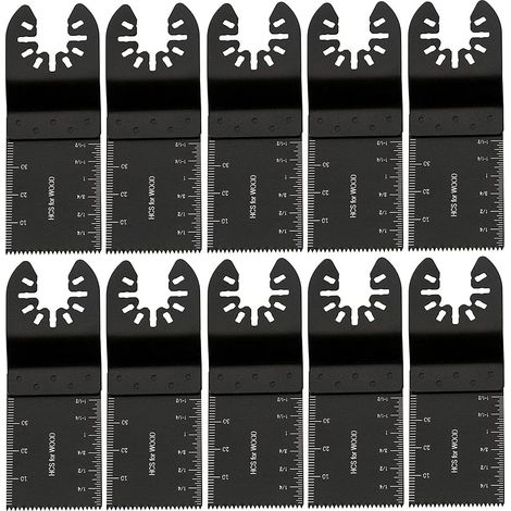 10 pcs 34mm Outil Multifonction Lames Lame Oscillante Outils en Acier au Carbone à Usages Multiples DIY pour Scier Couper Racler Façonner Polir et Enlever le Coulis (10 pcs) (1/5)