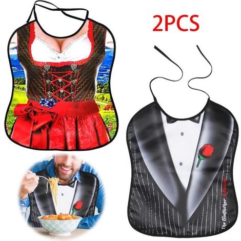 HONORNIC - Bavoir Adulte,Tabliers à Bavette Cuisine Impermeable,Bavoir de Repas Humoristique Lavable,pour Femme,Homme,Adolescents,Manger(2pcs) (1/4)
