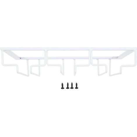Jeffergarden Porte-verres à vin sous armoire porte-verres à pied cintre de rangement organisateur en métal pour bar cuisine 3 fentes 30x22.5cm blanc (1/5)