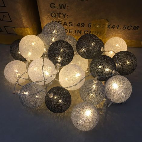 Guirlande Lumineuse Coton Boules Alimenté par Pile,300CM 20LED Guirlande Lumineuse Boule,pour Noël Halloween Anniversaire Mariage Chambre Enfant (1/5)