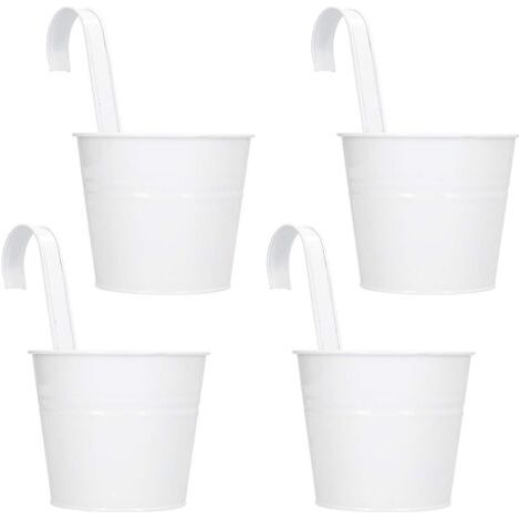4 Set Fleur Plante succulente Pot Mural Fer planteur Jardin Balcon Accessoire d¨tachable Crochets Conception(Blanc) (1/5)
