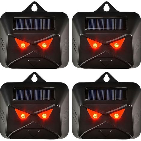 Répulsif solaire pour animaux, lot de 4 répulsifs solaires pour animaux de nuit avec lumière LED rouge, dispositifs de dissuasion pour mouffettes, répulsifs pour cerfs, renards, mouffettes (1/5)