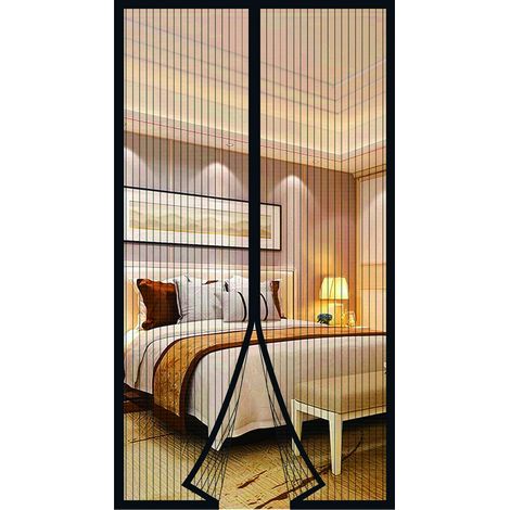 Mosquitera magnética para puertas y ventanas, mosquitera para puertas, cortinas mosquiteras, mosquitera para puertas correderas de patio, no requiere taladrar (90 x 210 cm, negra) (1/5)