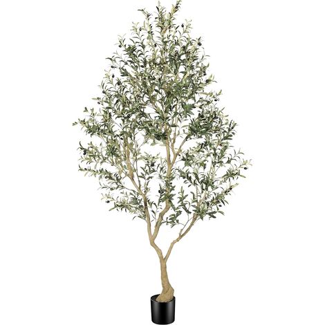 Olivier Artificiel 240 cm (8ft), Faux Arbre Vert Plante Artificielle Haut Olivier avec Pot Décoration de Style Fausse Plante pour Maison Bureau Hôtel Centres Commerciaux Intérieur Extérieur (1/5)