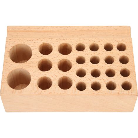 Porte-forets en cuir avec 24 emplacements, étui de rangement pour outils de bricolage et impression, coffret en hêtre (1/5)