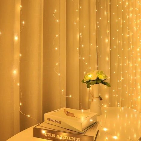 Guirnalda de luces LED para cortinas, 8 modos, control remoto, 3x3 m, USB, alta seguridad, decoración del hogar (1/4)