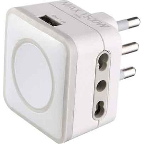 ADATTATORE TRIPLO CON PORTA USB 16A 2P+T - presa 10/16A 2P+T