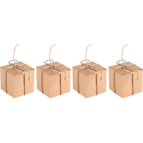 Boîte cadeau carrée en papier kraft marron pour mariage, 50 pièces, boîtes de confiserie chocolat, fournitures de fête (1/5)