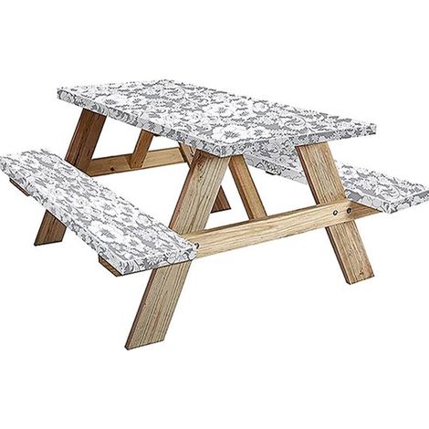 Picknicktischdecke mit Blumenmuster inklusive Bankbezug elastischer Rand unverzichtbar für Camping Picknicktischdecke und Zubehör für Wohnmobile 3 (1/2)