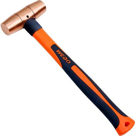 Marteau de masse, 450 g, marteau en cuivre, marteau de club, marteau à maillet, manche en fibre de verre, longueur 300 mm (1/5)