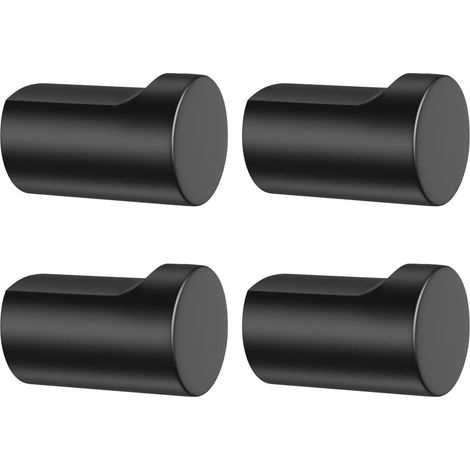 Lot de 4 crochets muraux noirs simples, crochets métalliques robustes en forme de colonne pour suspendre vêtements, clés et chapeaux. (1/5)