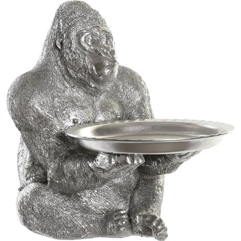 DKD Home Decor Figurine Gorille Argenté en Résine 38x55x52 cm (1/4)
