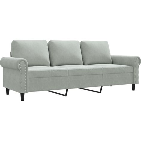 Canapé à 3 places,Sofa pour Salon,Banquette Gris clair 180 cm Velours CFW850293