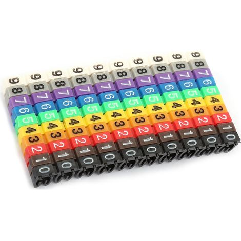 Tube numérique pour numérotation, étiquette de numérotation, marqueur de câble coloré (100 pièces, 2,5 mm²) (1/5)
