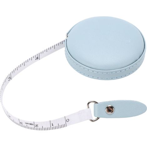 Mètre ruban de couture, ruban de mesure pour vêtements, vêtements et travaux manuels, ruban de mesure rétractable double face de 1,5 m (59 pouces) avec bouton-poussoir rond(bleu) (1/5)
