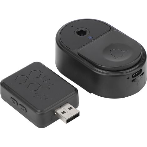 Sonnette vidéo Wi-Fi avec récepteur Ding Dong et caméra intégrée pour la surveillance à distance de votre maison connectée (128 Go, noir). (1/5)
