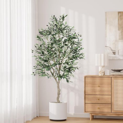 Dripex Olivier artificiel - 180 cm - Plantes artificielles - Grande plante d'olivier dans un pot - Décoration pour la maison, le salon, la chambre à coucher, le bureau, le jardin (1/5)