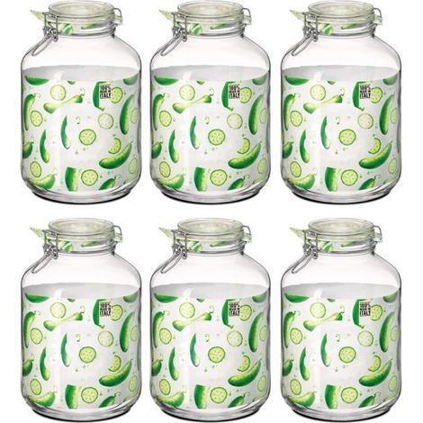 Lot de 6 bocaux hermétiques à bouchon mécanique, bocal pot de conservation, capacité 5 L - Ø 17.5 x Hauteur 27.9 cm (1/3)