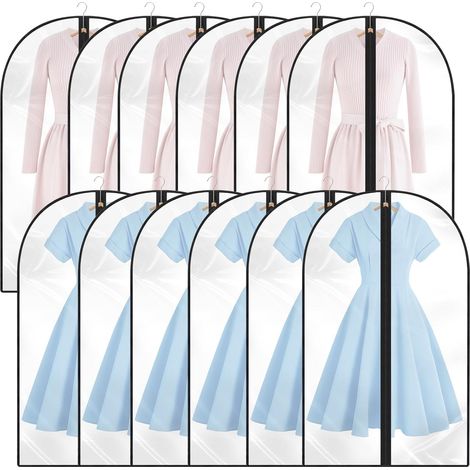12PCS Housses de Vêtements,Housse Vetements à Suspendre Anti Poussière,Transparents Housse Vetements à Suspendre avce Zip,Protection pour Chemise Costumes,Manteau, Robes etc(60 x 100,Noir) (1/5)