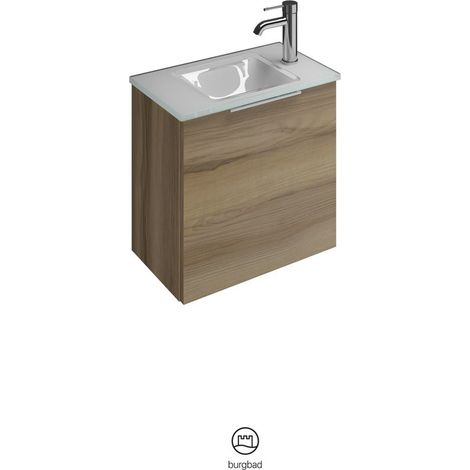 Vasque en verre Burg Eqio + meuble sous-vasque Frassino D. Cappuccino/blanc GR0146
