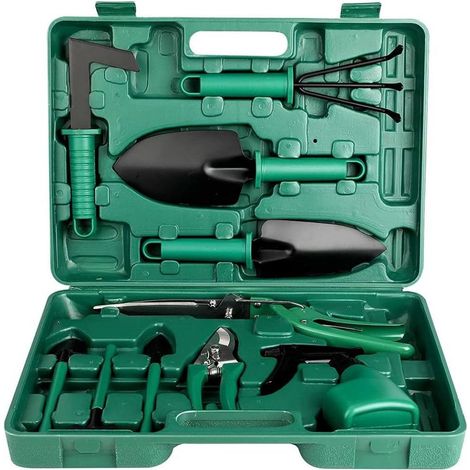 Kit Outils Jardinage - 10 Pièces Avec Etui De Transport - Pour Aménagement Extérieur Et Entretien Plantes - Lot Complet