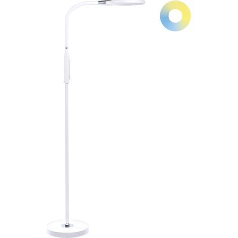 Lámpara de pie LED blanca 148 cm material sintético altura regulable Cassiopeia