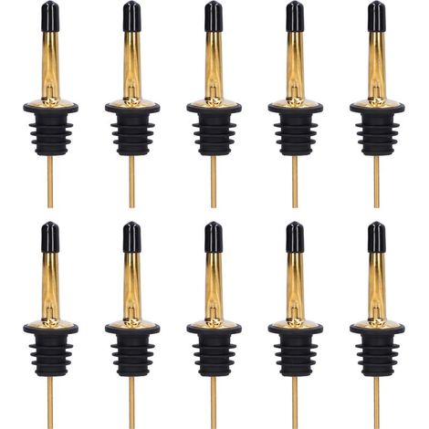 10 Pièces Verseur à Vin Inoxydable, Bouchon Verseur pour Bar, Maison, Restaurants (Bouchon Court Or et Noir) (1/5)
