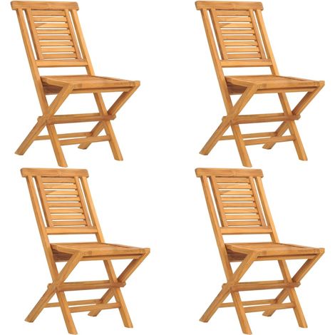 4 pcs Chaises de jardin pliantes, Fauteuils Extérieur, Sièges confortable 47x63x90 cm bois massif teck BGT85365 (1/5)