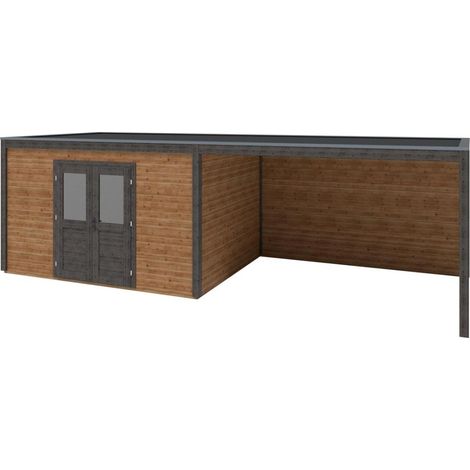 Abri de jardin en bois Nova 8.06x3.09m - 24.91m2 - Ep. 28mm - Traité (1/5)