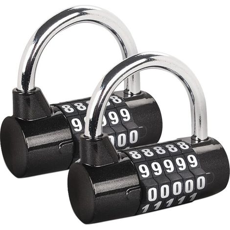 Cadenas pour casier de salle de sport, cadenas à 5 chiffres, combinaison numérique personnalisable, lot de 2 (1/5)