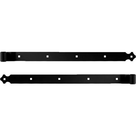 Store Menuiserie – Pentures droite embout feston noir aluminium 544 mm – 5 trous carrés de 7,5 mm – Déport 19x60 mm pour volets battants