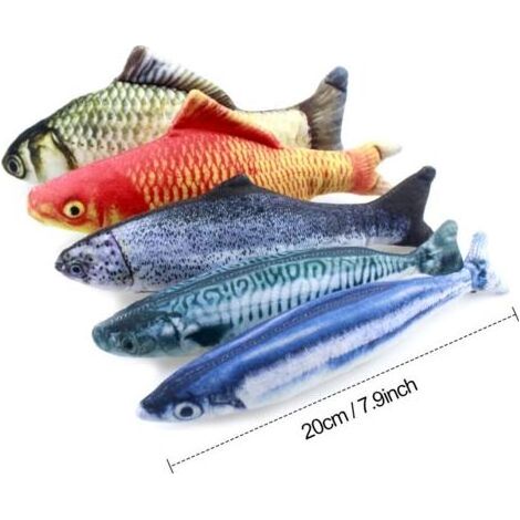 5-teiliges Katzenminze-Fischspielzeug, 20 cm große Katzenminze-Katzenspielzeuge, Katzenminze-Fische, realistische Plüschfische, Stofffische, interaktives Katzenkissen, Plüschkatzenspielzeug für Kätzch (1/5)