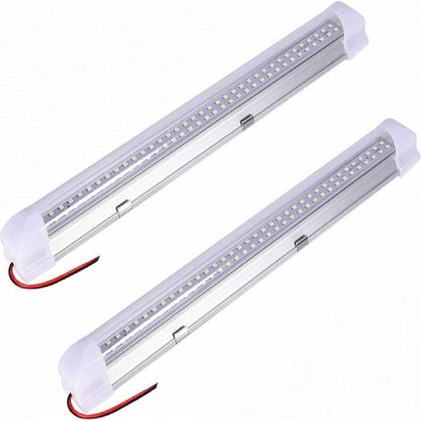 LED Neon - 72 LEDs for Car Interior - 12V - 5W - with On/Off Switch - For Truck, Camper Van, Boat - 1 Strip, White (Pack of 2) (1/4)