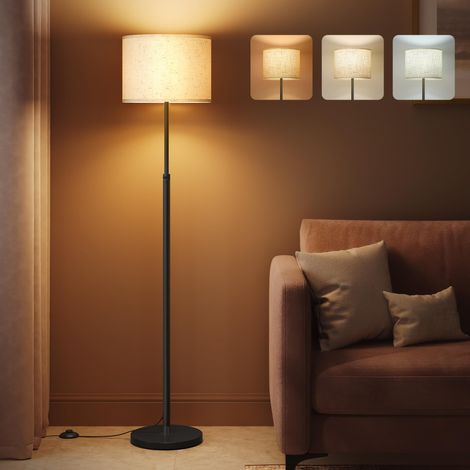 Lampadaire, Lampe sur Pied, Hauteur Réglable de 140 à 170 cm, Style Moderne, Interrupteur à Pied, Abat-Jour en Tissu, Douille E27, Noir d'Encre LFL002BH02 (1/5)