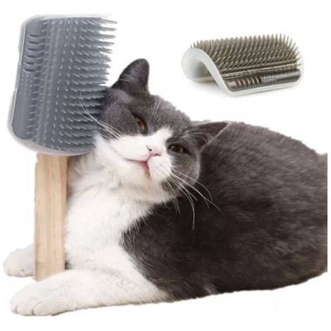 1PCS Gris Griffoir pour chat Brosse pour chat Brosse de massage pour montage d'angle pour chats (1/5)