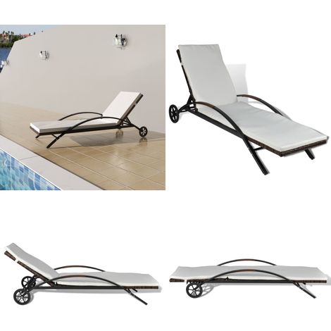 Sonnenliege mit Polster & Rollen Poly Rattan Braun - Sonnenliege - Gartenliege - Rattanliege - Poolliege - Relaxliege - Home & Living (1/5)
