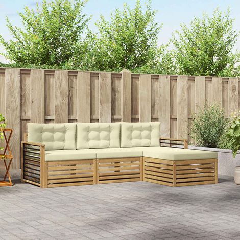 vidaXL Outdoor-Sofagarnitur 4 Stk. Weiß und Creme Polyester (1/5)