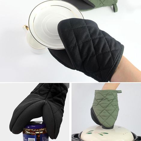1 Paire De Gants De Cuisine Courts En Silicone Rsistant  La Chaleur Pour 500 Degrs, Surfaces Antidrapantes Et Gants  Boucle De Suspension, Cuisson (1/5)