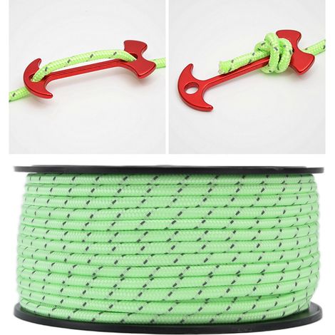 Corde de Tente de Jardin 50m Résistante au Vent, Corde Lumineuse et Réfléchissante 5mm pour Fixation de Tarp, Piquets et Sèche-Linge (1/5)