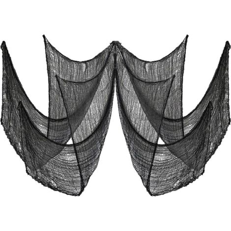 1 Tissu gaze noir, 30x75 pouces, coton élastique, décoration suspendue, pour Halloween, jardin et maison (1/5)