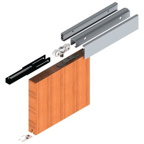 Système de porte coulissante 73 SmartComfort 2500mm EV1 anodisé HLT à partir de 20mm Ensemble complet