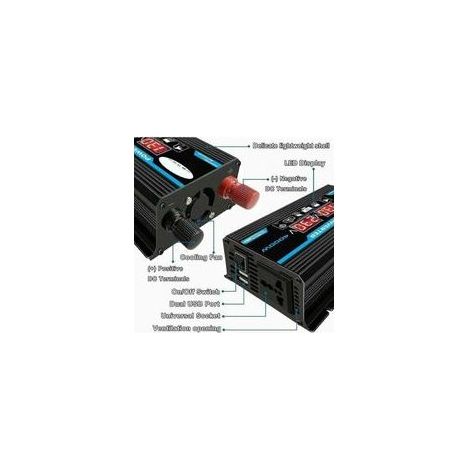 Convertisseur Pur Sinus 12V 220V 4000W avec Onduleur Onde Sinusoïdale Pure, Transformateur équipé d'une Prise EU, d'un Port USB, d'un Port Type-C et d'un Écran LCD. (1/5)